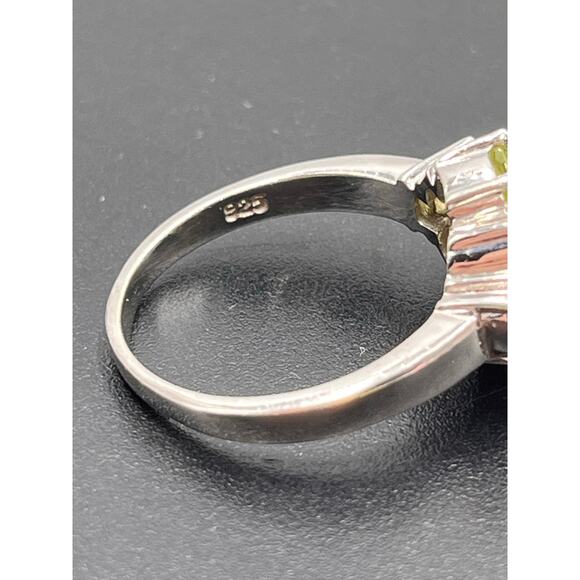 Sterling Silver 925 Nine Oval Prong Set Lt Green Peridot Cluster Ring Sz 9.5 - Picture 7 of 7